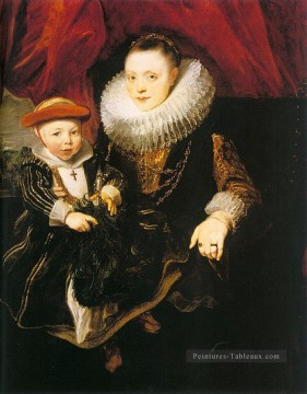 Jeune femme avec un enfant baroque peintre de cour Anthony van Dyck Peinture à l'huile